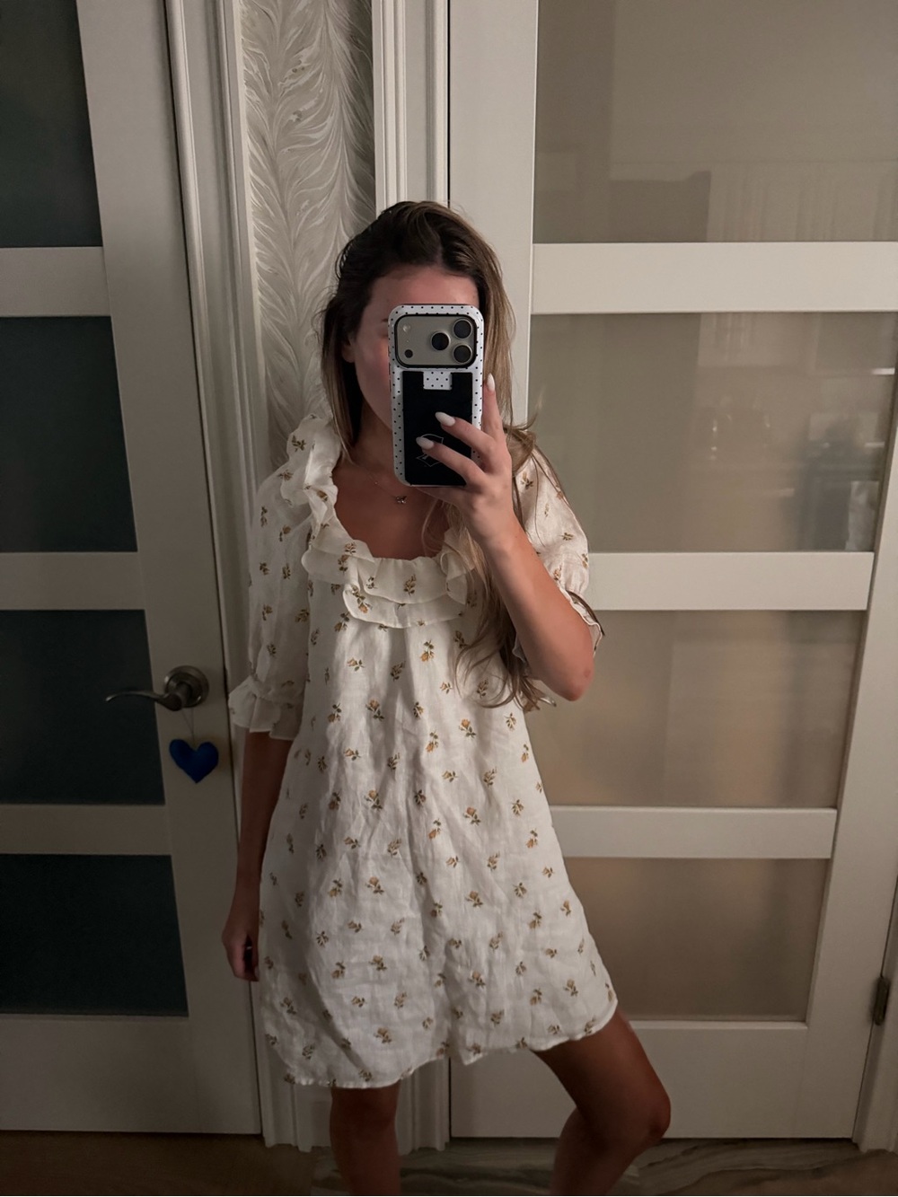 Reformation White Mini Dress with Yellow Floral Print